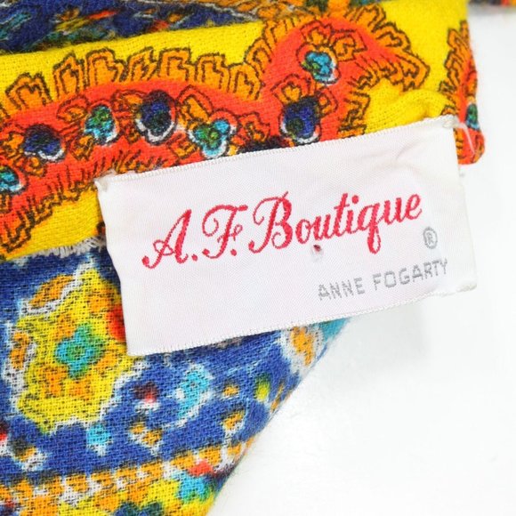 Vintage ANN FOGARTY 70s Mod Hostess Kimono Sleeve Paisley Party Dress S/XS /579 - Picture 5 of 6